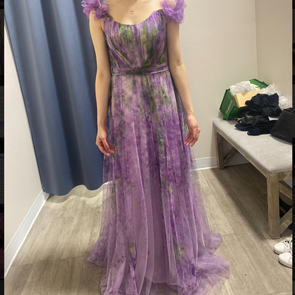 Marchesa Notte Floral Tulle Dress